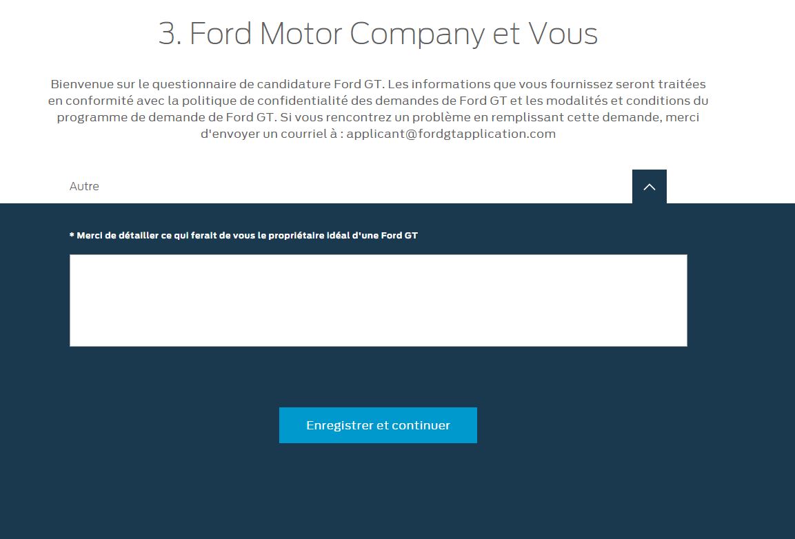 Le processus de commande ouvert — Ford GT