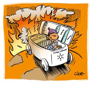 Dessin comique illustrant la climatisation en voiture