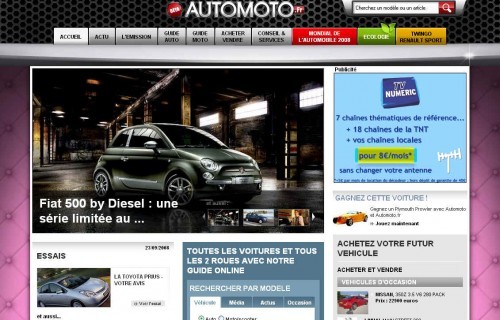 Homepage du site Auto Moto