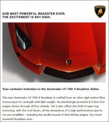 Lamborghini Aventador Roadster Flyer invitation