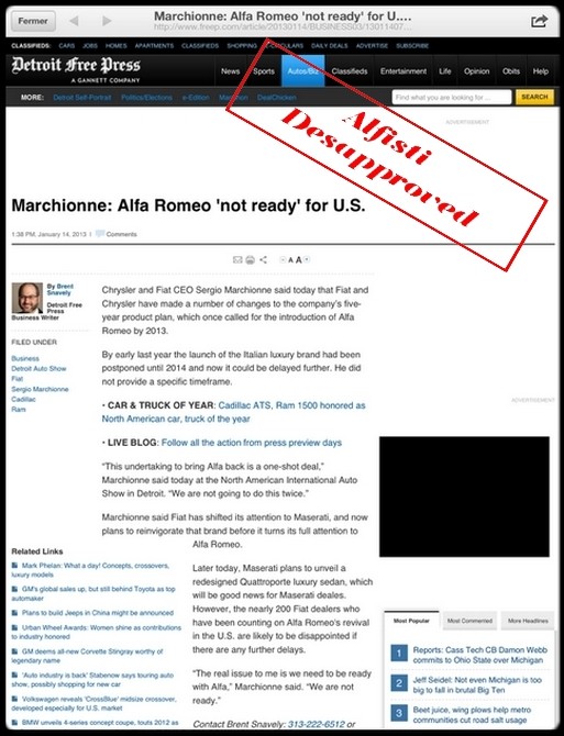Alfa Romeo n'est pas prêt pour les USA