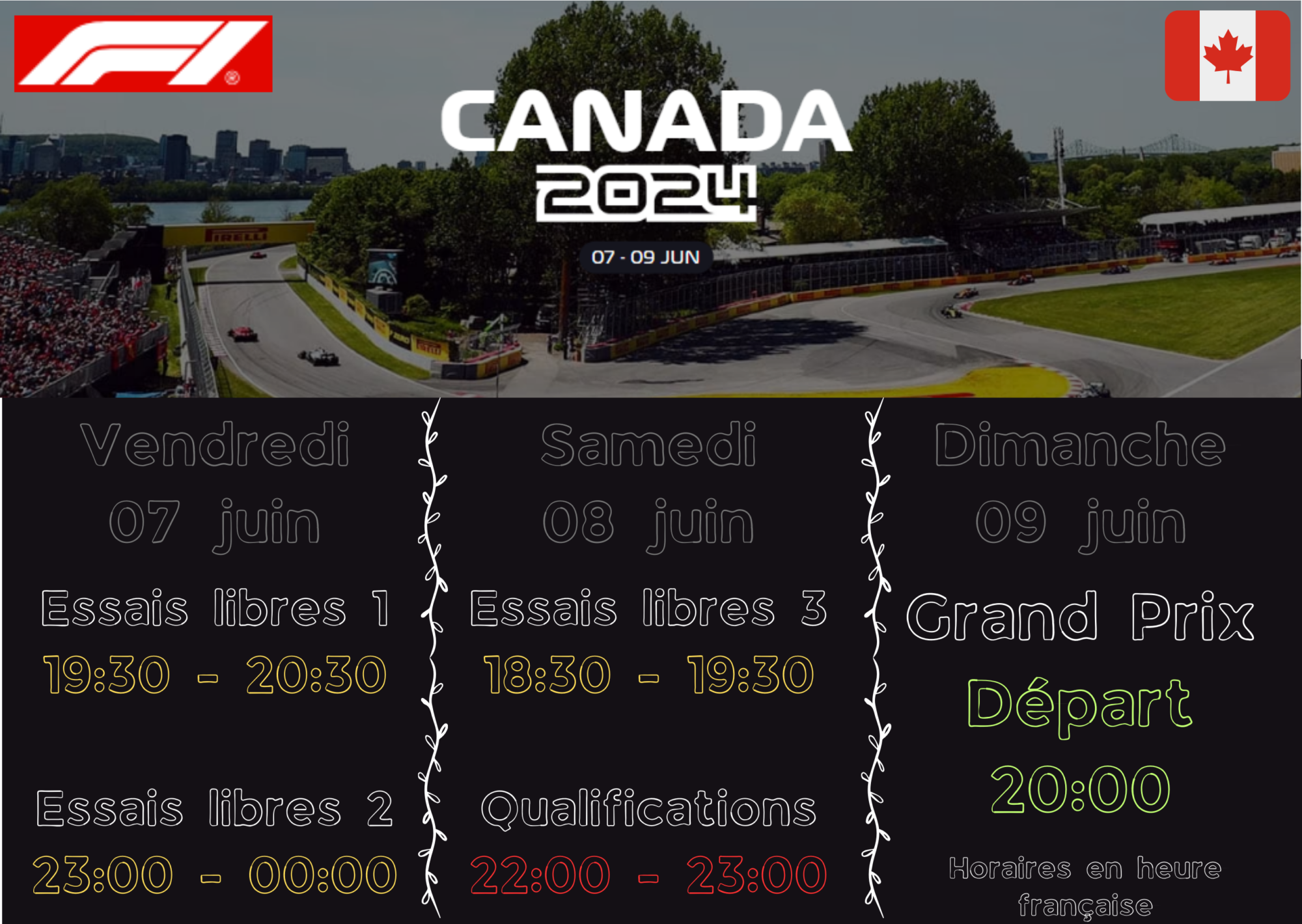 GP du Canada dimanche 09/06 à 20h sur le circuit de Montréal
